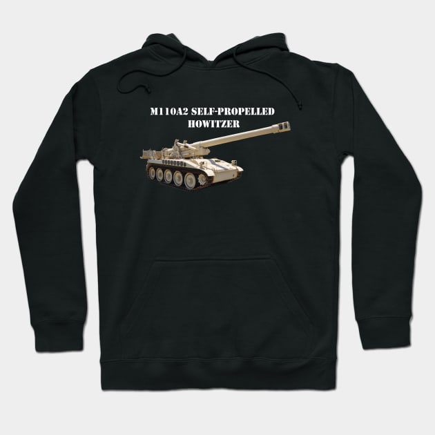 M110A2 Self-propelled 8-inch Howitzer  wht-txt Hoodie by Toadman's Tank Pictures Shop